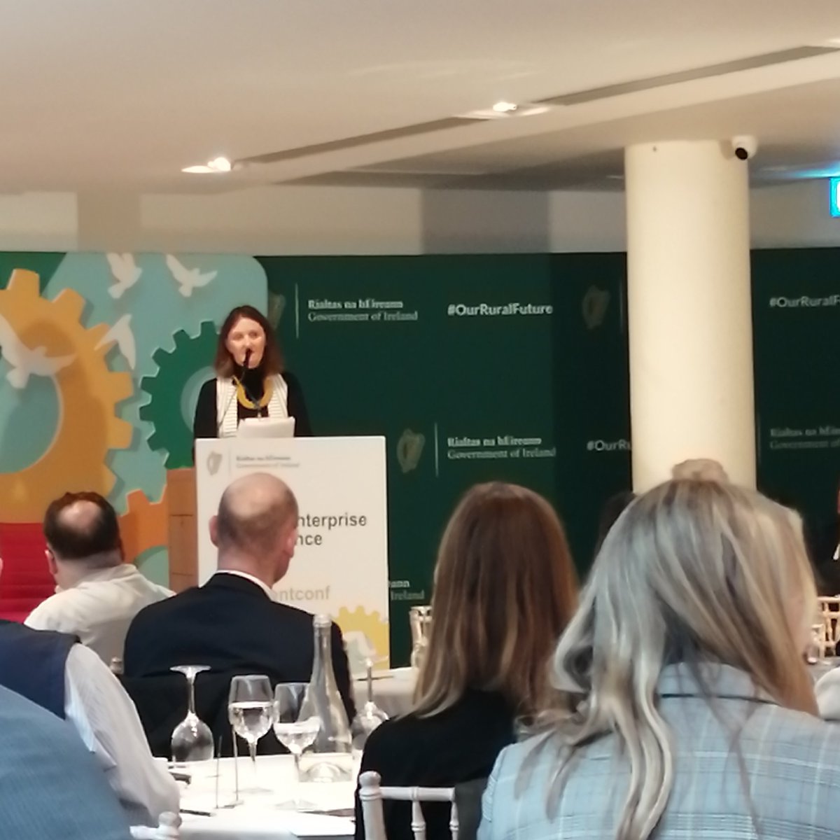 Nancy6625's tweet photo. The National Social Enterprise Conference BURSTS with energy as Michelle Licardi, SE Manager with @CityPartnership takes the stage. She talks collaboration and looks to have this group 'level it up' across Ireland! #SocEntConf https://t.co/fj8jhSUYfI