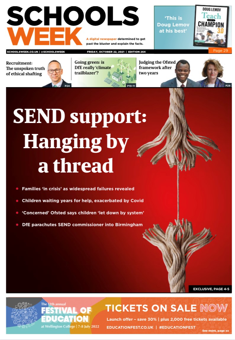 The number of councils failing SEND pupils was already way too high.

But it's now got even worse.

Not sure how many times we can keep saying it, but the SEND system is on its knees. 

Our front page from last year below - has the thread now snapped?

schoolsweek.co.uk/two-thirds-of-…