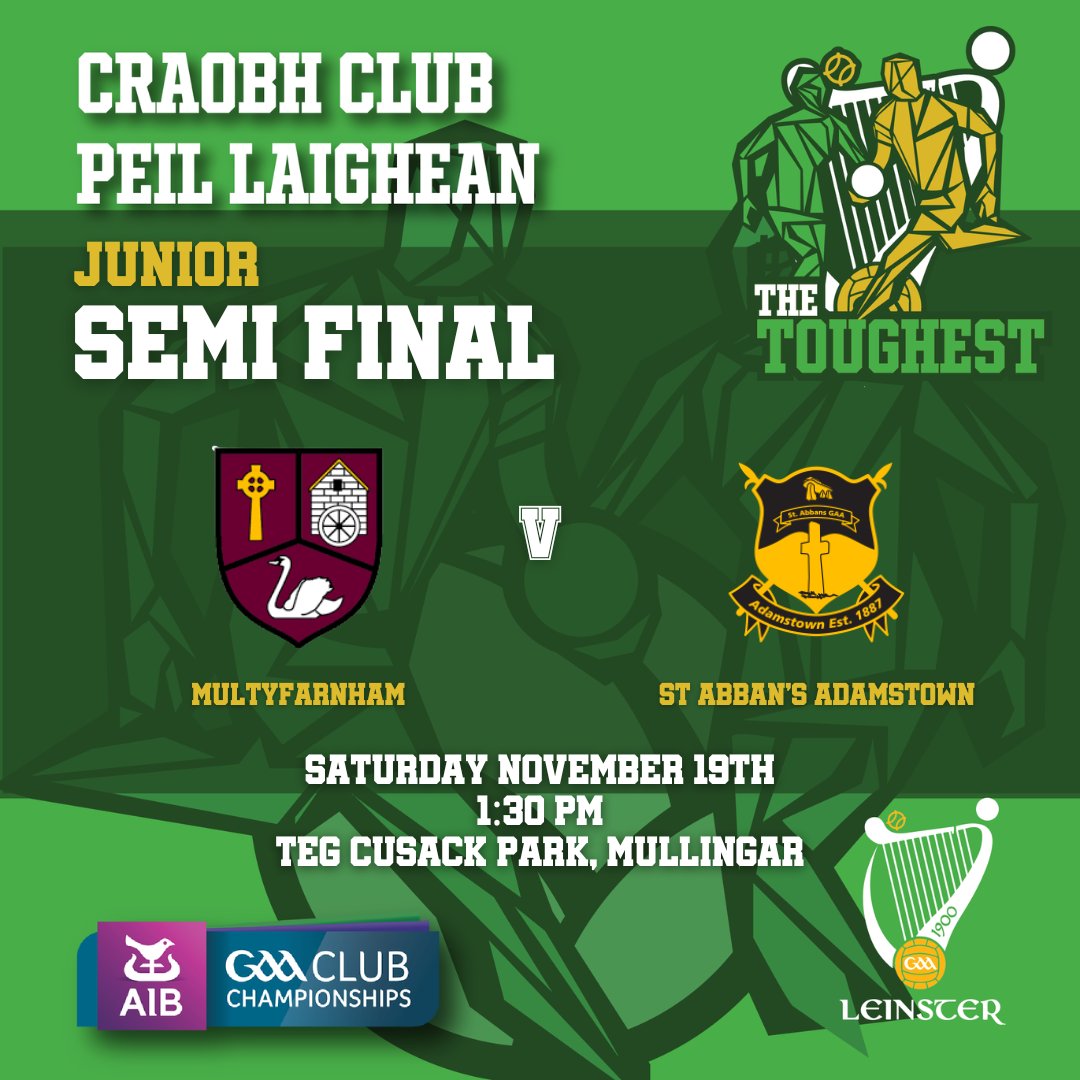 Best of luck to <a href="/AdamstownGAA/">Adamstown GAA Club</a> as they take on Multyfarnham (Westmeath) in the Leinster Junior Club Football Championship semi-final in TEG Cusack Park (Mullingar) on Saturday. Tickets available via leinstergaa.ie/leinster-gaa-t…
