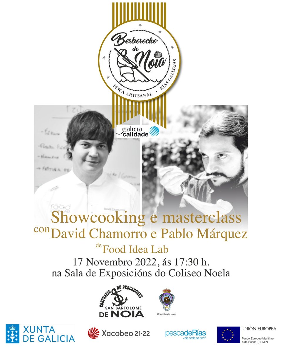 VII Xornadas de Exaltación  do Berberecho de Noia. Showcooking e masterclas con  <a href="/FoodIdeaLab_/">Food Idea Lab</a>  😋