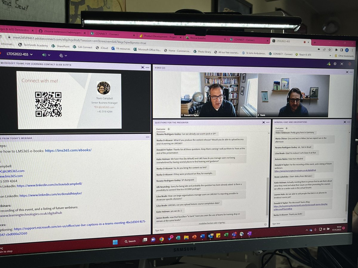 On a learning and technologies webinar this morning looking at how to use new products in teams for virtual learning, and how viva learning and LMS365 work together <a href="/CallumSmithSJA/">Callum Smith</a> @SJAIntTraining <a href="/PaulEvans79/">Paul Evans</a> @makins_carl <a href="/GeorgeW24755023/">Dr George Woods</a> <a href="/EmmaSma19221409/">Emma Smart</a>