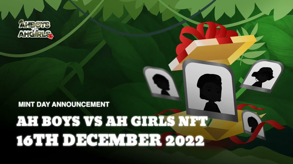 jteamuniverse's tweet photo. 🚨 Ah Boys &amp; Ah Girls Mint Date Announcement 🚨

We’re minting on 16th Dec! Now’s the time to get in early and join the army... 

3 WL Spots 🎟
1️⃣ Follow @jteamuniverse
2️⃣ RT, Like, Tag 3 Friends 
3️⃣ Join https://t.co/OaIESh4dgT

Best of luck ‼️

#AGGA #ABTM #NFTSG https://t.co/8JNXHte75c