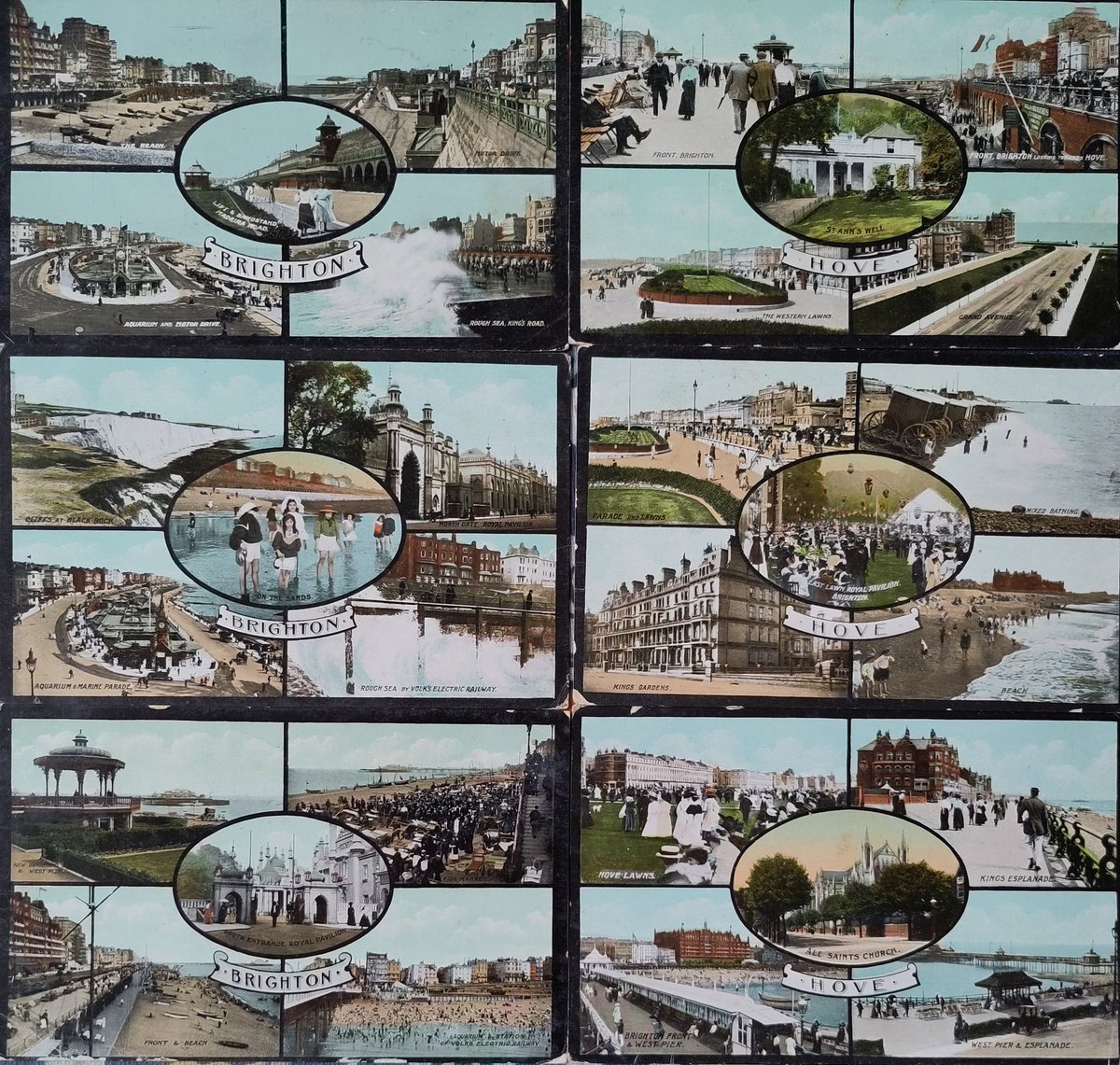 SeasideFerry's tweet photo. I was imagining myself as an Edwardian visitor to #Brighton and #Hove, trying to decide which of these multi-view postcards to send home.
Since they were only 30p each I bought them all. Well, I am on holiday!
#postcardcollecting https://t.co/LtPBpkBUaD