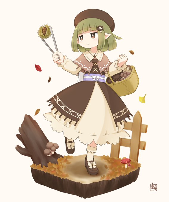 「brown capelet dress」 illustration images(Latest)