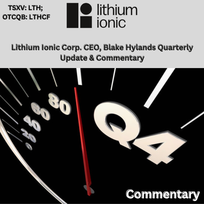 Lithium Ionic Corp. Q4 Update &amp; Commentary from CEO, Blake Hylands
Soundcloud Audio Link: on.soundcloud.com/KZRQ8
Please visit for a Full Profile view: theinvestorscoliseum.com/featured-compa…
#batterymetals #lithium #strategicmetals #Brazil #miningstocks #investing  #smallcapstocks  #mining
