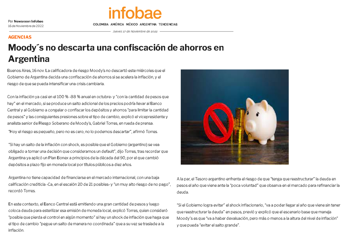 compa1968's tweet photo. #EFECTOtango #CYCLESmarkets
#CRISIS3990 1989+2001
SI ME SEGUIS EN REDES,RECORDARAS DESDE HACE 5 AÑOS,PARA 2022-23 ADVERTI CHANCE PLAN BONEX Y NUEVA CONFISCACION DE AHORROS DEBIDO AL CICLO INFLACION ESPIRALIZADA ARG Y A LA BURBUJA DE LIQUIDEZ LLAMADA LELIQS
MOODYS LO TIENE EN CTA https://t.co/fppp3s05QT