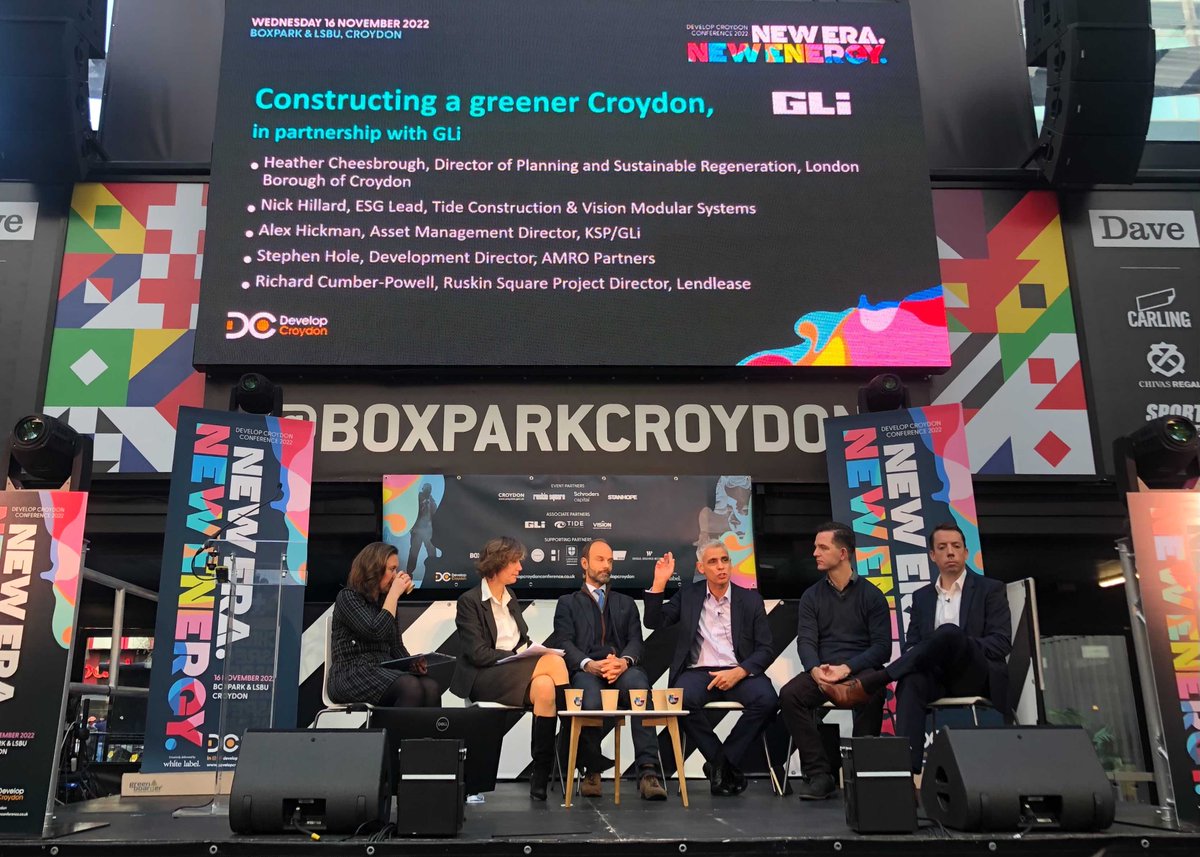 tideconstruct's tweet photo. "Tide's developments at George Street & College Road are putting #Croydon on the map for the #sustainable & architecturally-stimulating #buildings that #modular #construction can now deliver” ESG lead @NickHillard1 speaking yesterday at #DevelopCroydonconference2022. https://t.co/gbWqeLX8Kz