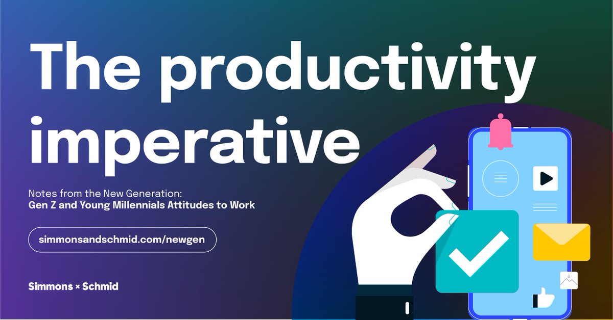 SimmonsSchmid's tweet photo. 👍 ✅ 🚀 Are you more productive at home or in the office? Employers and employees appear to have different views.

Can they agree on anything? Download our ‘Notes from a New Generation’ research to find out more: https://t.co/gzZmPB7GY8

#employerbrand #hr #futureofwork https://t.co/ir6LC911mO