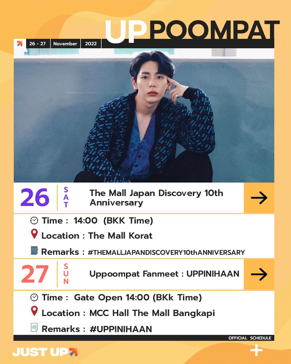 Justupbangkok's tweet image. JustUp Artist’s Schedule
ตารางศิลปินจัสท์อัพ
วันที่ 18 - 30 พฤศจิกายน 2022

#JustUpArtist 
#Uppoompat
#BenBunyapol
#CrocoBruce