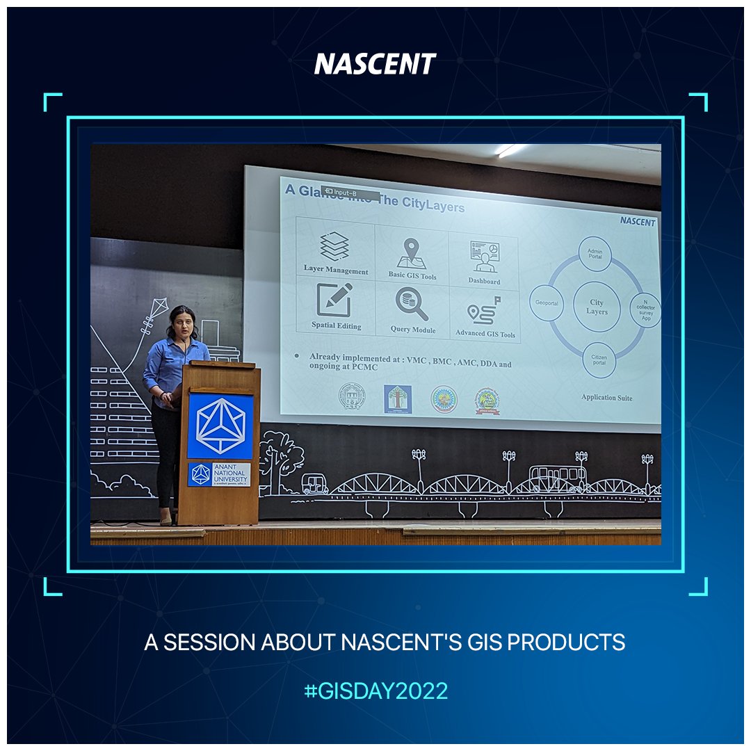 nascentinfo's tweet photo. Glimpses of the enlightening session hosted by Nascent at Anant National University on #GISDay2022!

Apart from discussing upcoming trends and technologies related to #GIS, we discussed about our GIS products and services called 'Layers'.

@Anantuniv https://t.co/lVi5EuYl97