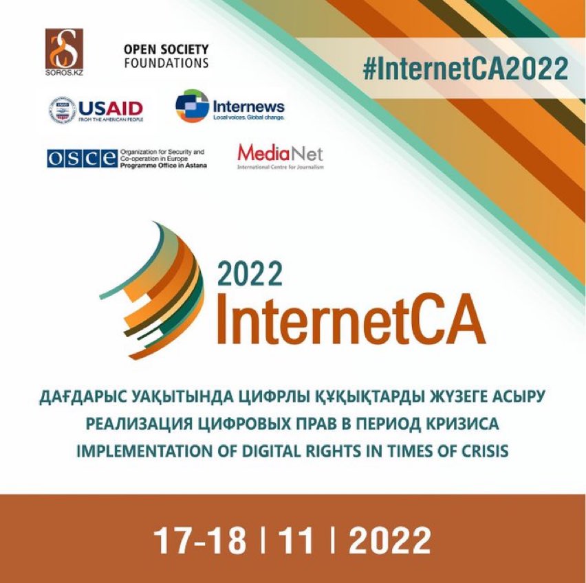 Attending #InternetCA2022 in Almaty, on behalf of @enablingNGOlaw to discuss ways to counter #digitalsurveillance, #digitalrepression and other challenges to #civicspace in Central Asia