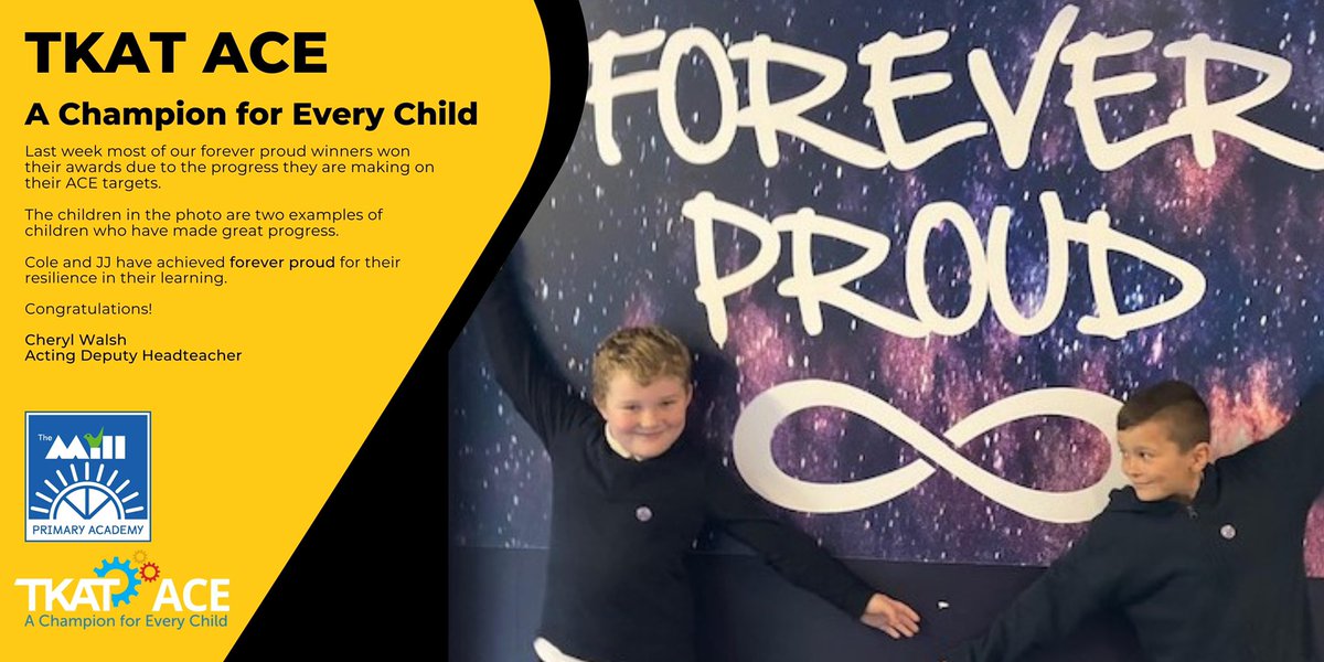 TKATACE (@tkatace) on Twitter photo Definitely something to be ‘forever proud’ about! Well done Cole and JJ - keep it going!
The impact the <a href="/TKATAcademies/">TKAT: Achieving More Together.</a> <a href="/TKATACE/">TKATACE</a> programme is making on students is just fantastic! #proudofyou #opportunities #support #onetkatfamily <a href="/GillianKeegan/">Gillian Keegan</a> <a href="/ClaireCoutinho/">Claire Coutinho</a> <a href="/TheMill_TKAT/">The Mill Primary Academy</a> Definitely something to be ‘forever proud’ about! Well done Cole and JJ - keep it going!
The impact the <a href="/TKATAcademies/">TKAT: Achieving More Together.</a> <a href="/TKATACE/">TKATACE</a> programme is making on students is just fantastic! #proudofyou #opportunities #support #onetkatfamily <a href="/GillianKeegan/">Gillian Keegan</a> <a href="/ClaireCoutinho/">Claire Coutinho</a> <a href="/TheMill_TKAT/">The Mill Primary Academy</a>