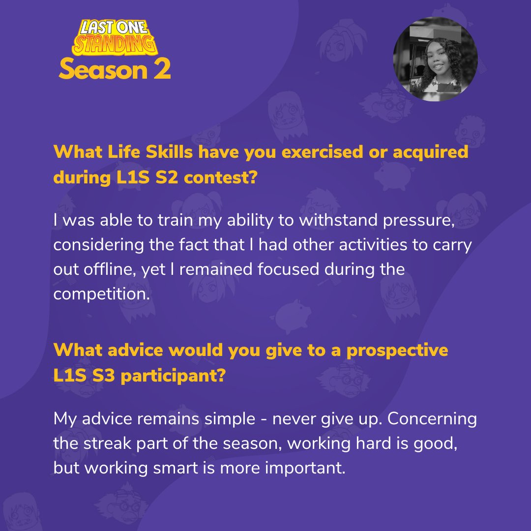 Throwback to when 710 students took to 85-day consistent learning  via the Last One Standing Season 2 ✨. Meet Favour Imoke Idaka from Nigeria! Here is what she had to say about the competition 👑 ✨

#edthelearningbot  #learningcompetition #lastonestanding