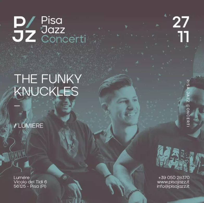 OOOH_Events's tweet photo. The Funky Knuckles sono pronti a incendiare il pubblico del Lumiére di Pisa il 27 novembre!
Salta la fila in cassa, prendi i biglietti ora
https://t.co/dn4nhzhzwk
#OOOHEvents #FunkyKnuckles #Dallas #groove #funky #Delicious #concert #livemusic #pisa #lumierePIsa #biglietti https://t.co/N26lZ9bwfG
