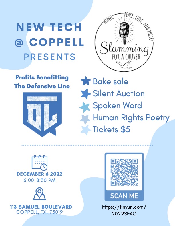 DanaeBoyd's tweet photo. @NewTechCoppell Rookies are so excited for their upcoming event, they have tickets ready to sell, be sure to get yours for this amazing community event benefiting @TDefensiveLine @SollyThomas90 #jointhedline #stopsuicide #S4AC22 https://t.co/wDP6tycSYz