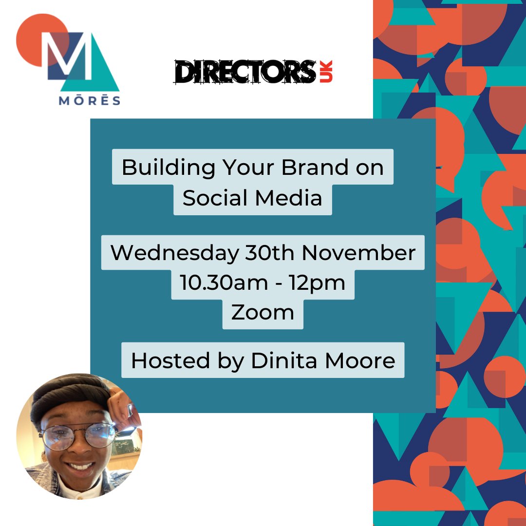 If you are a member of <a href="/Directors_UK/">Directors UK</a> join Dinita Moore, social media expert with over 10 years of experience and owner of <a href="/mores_agency/">Mōrēs</a> on 30/11/2022 from 10:30-12:00 for another of her well-received online brand-building workshops.

Find out more  bit.ly/3UR1cW7