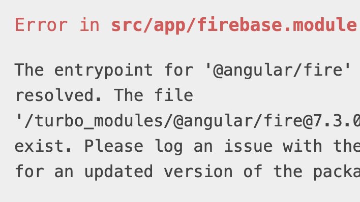 alejandrocoding's tweet image. Any @stackblitz friend/user out there knows why I am getting this issue after a couple of days and I have no clue how to make it work? is it a bug or am I doing something wrong here?
Just an empty project trying to add #angularfire. Is that "turbo_modules" correct?