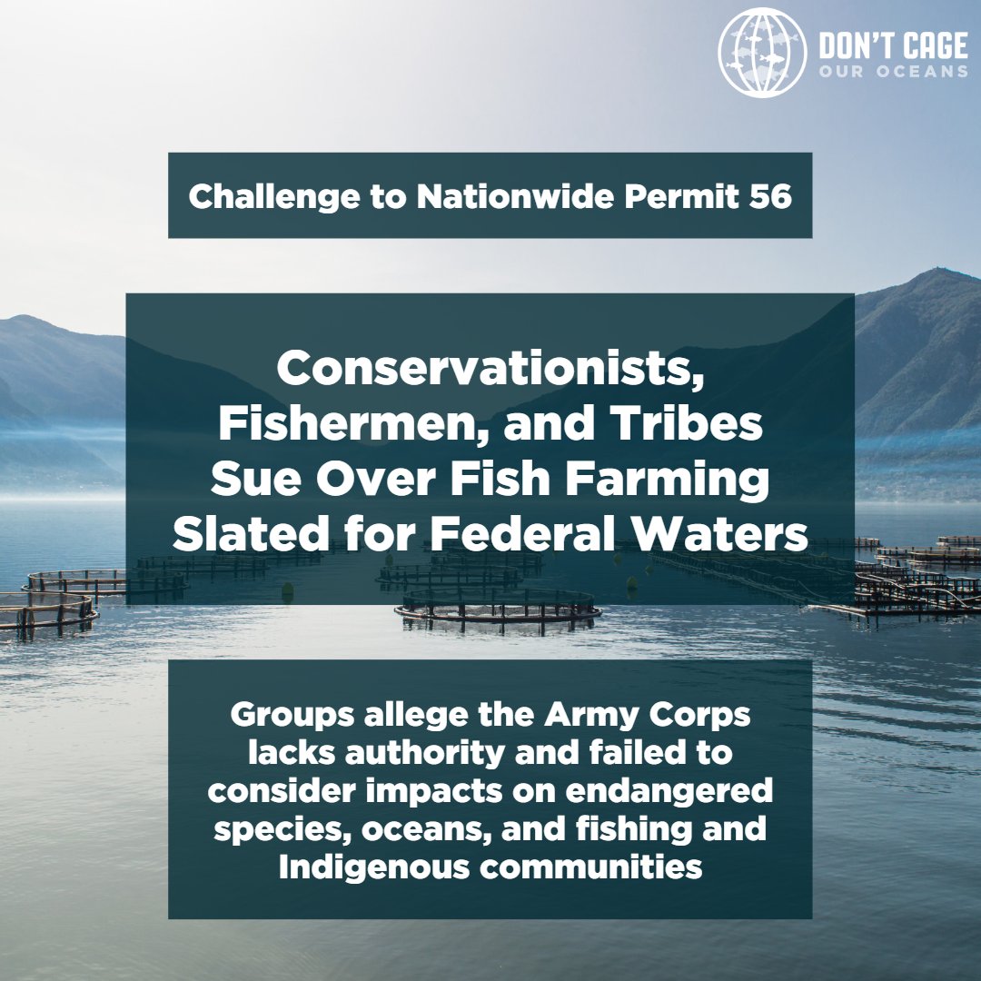 On Monday, November 15th, <a href="/CFSTrueFood/">Center for Food Safety</a>, representing a coalition of organizations [including DCO2] filed a federal lawsuit challenging the US Corps of Engineers on Nationwide Permit 56. Check out the press release and show your support! #dontcageouroceans
centerforfoodsafety.org/press-releases…