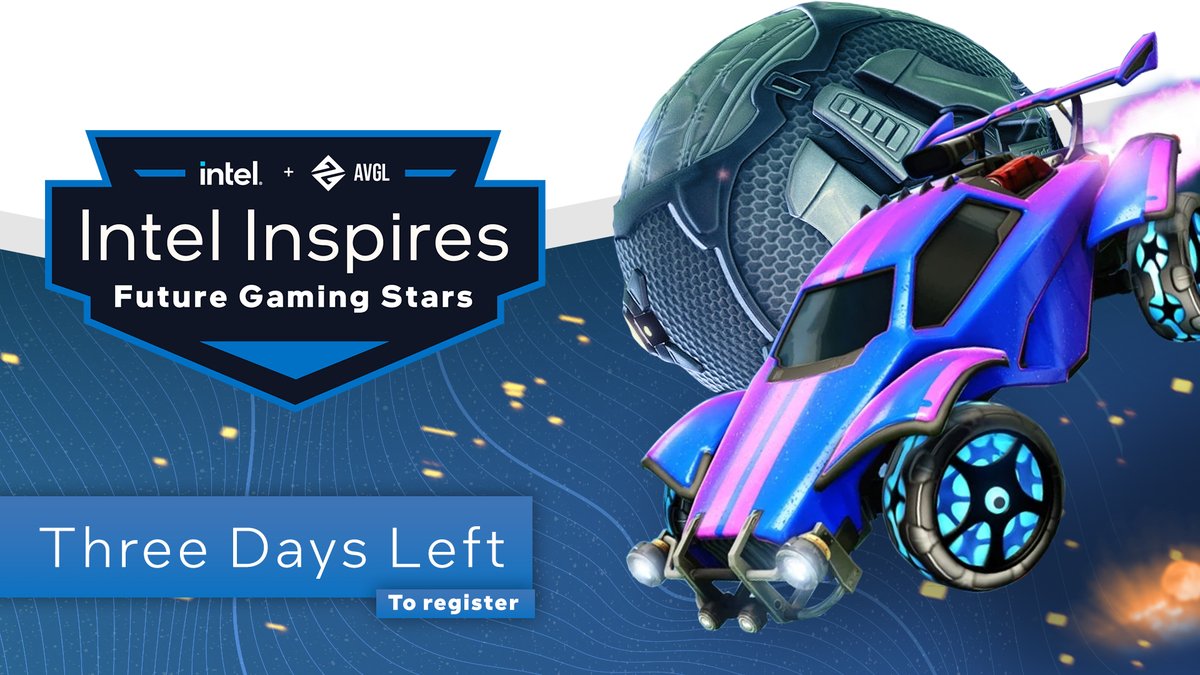 IHSEA 🤝 <a href="/IntelGaming/">Intel Gaming</a> 

A little under 3 DAYS LEFT to register for the 1st Rocket League Qualifier for Intel Inspires!

Nov. 19th &amp; 20th | 2-Day Event
3:00 pm CT Start Time
Registration is free: buff.ly/3AmcSs9

Event Home Page: buff.ly/3sUaODJ