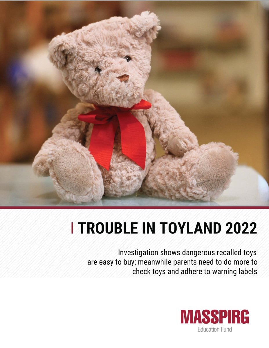 Today, we released our 37th annual Toy Safety Survey. This year, our investigation found that it’s easy to buy recalled toys, even though it’s illegal to sell them. Find out more about keeping kids safe. rb.gy/y9rorr