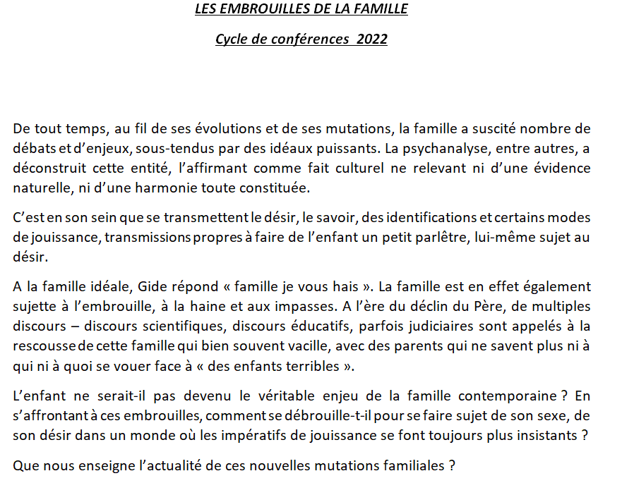 acf_capa's tweet photo. Samedi prochain, 03 décembre à REIMS
‼️CONFERENCE DE LILIA MAHJOUB‼️
psychanalyste membre de l'ECF et de l'AMP
"Familles freudiennes VS familles lacaniennes"
Renseignements & inscriptions
👉reimsconference.acfcapa@gmail.com
avec #acfcapa et @AntenClinAmiens https://t.co/JTMChraySM