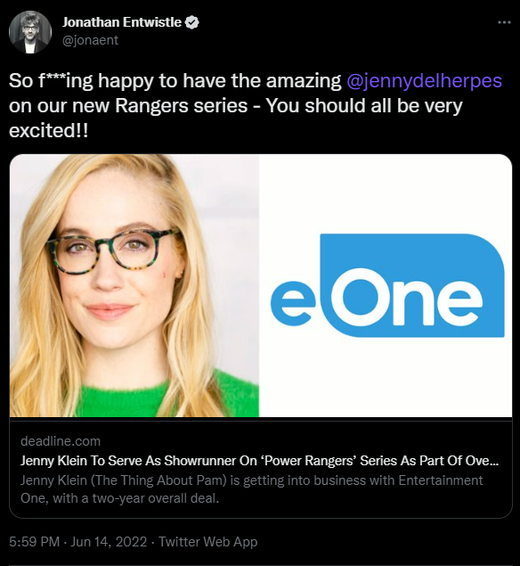 CiderHype's tweet photo. @jonaent Are you able to comment on the status of the Power Rangers franchise reboot?

#Hasbro #EntertainmentOne #eone https://t.co/0zLTEPI57b