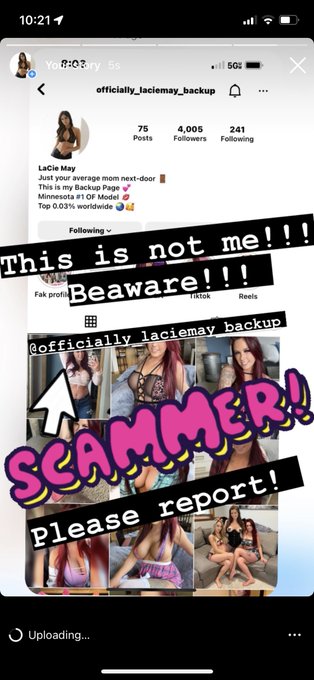 This isn&rsquo;t me on ig! Report and block officially_laciemay_backup this is not me on ig! https://t.co/