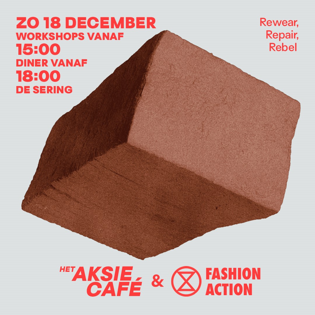 hetactiefonds's tweet photo. HET AKSIECAFÉ • Maak jij je ook zorgen over de enorme vervuiling en uitbuiting van de fashion industrie? Wil je iets doen maar je weet niet wat?

Kom dan naar Het Aksiecafé op 18 december in De Sering! Volg voor meer info Het Aksiecafe op Instagram. https://t.co/lpzts1mXoX