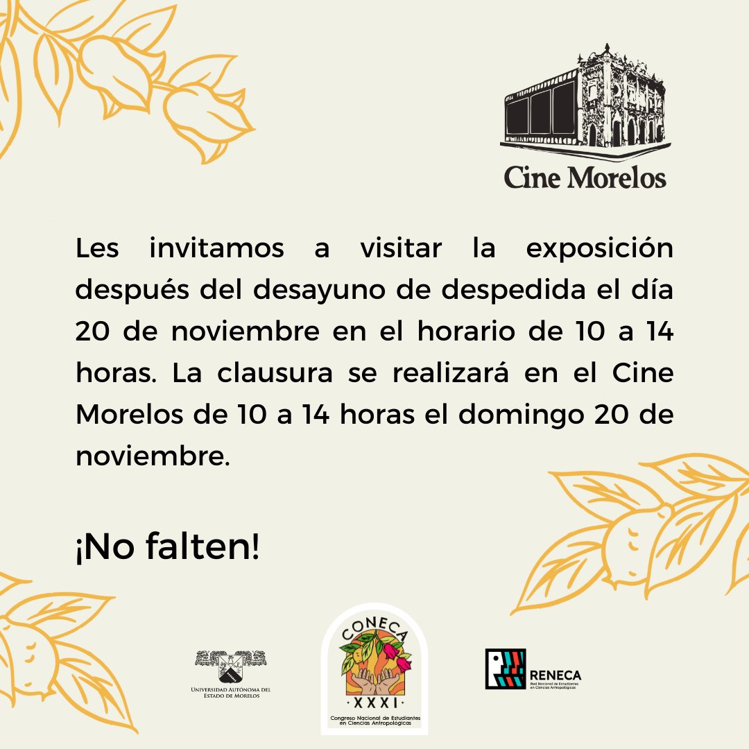 reneca_mx's tweet photo. También les invitamos a la clausura que se realizará en el @Cine_Morelos https://t.co/WJyj6aGc8V