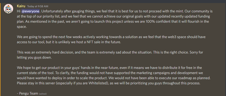 A statement from the PenguPlatform team.