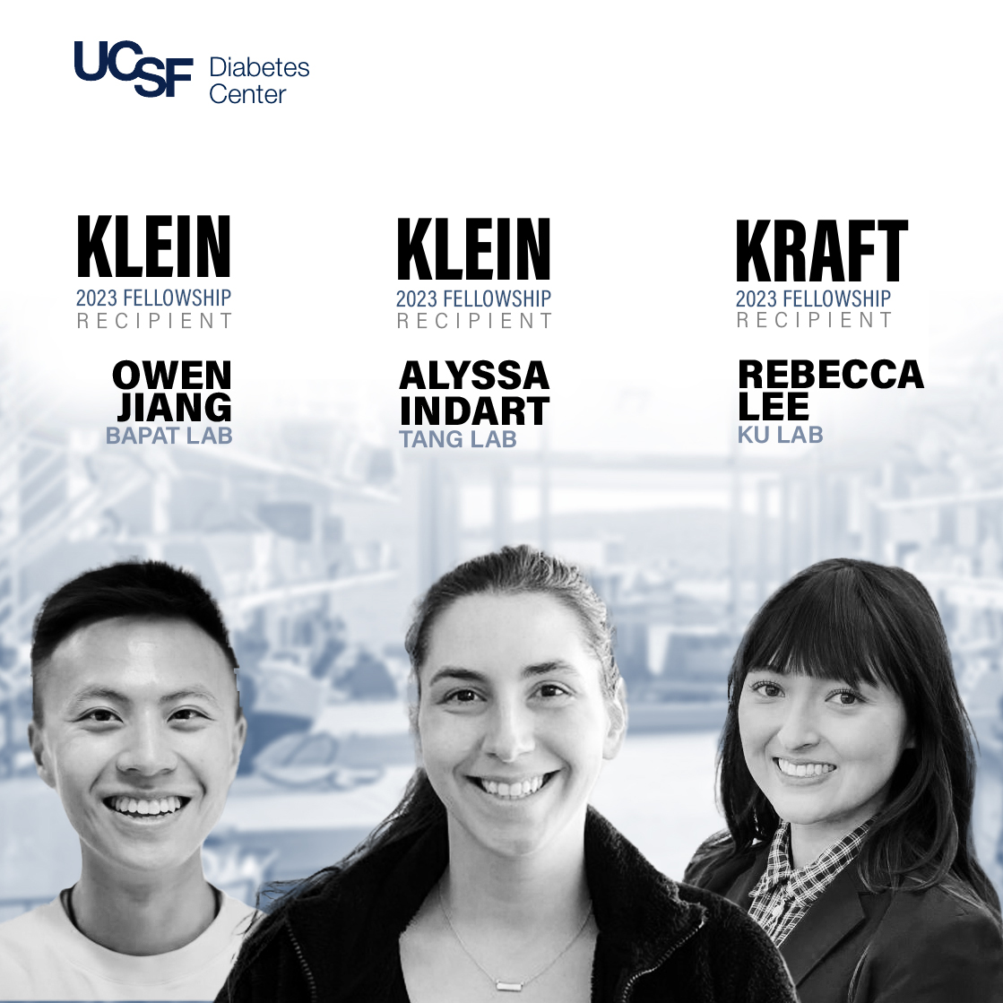 Diabetes Center at UCSF (@atucsf) on Twitter photo Congratulations to our Klein Fellowship winners Owen Jiang <a href="/OwenJ457/">Zewen (Owen) Jiang, PhD</a> of <a href="/bapat_lab/">Sagar Bapat</a> and Alyssa Indart of <a href="/Tang_Lab_UCSF/">Tang Lab</a> and to Kraft Fellowship recipient Rebecca Lee, PhD @rleeberkeley made possible through our generous donors the Klein and Kraft families Congratulations to our Klein Fellowship winners Owen Jiang <a href="/OwenJ457/">Zewen (Owen) Jiang, PhD</a> of <a href="/bapat_lab/">Sagar Bapat</a> and Alyssa Indart of <a href="/Tang_Lab_UCSF/">Tang Lab</a> and to Kraft Fellowship recipient Rebecca Lee, PhD @rleeberkeley made possible through our generous donors the Klein and Kraft families