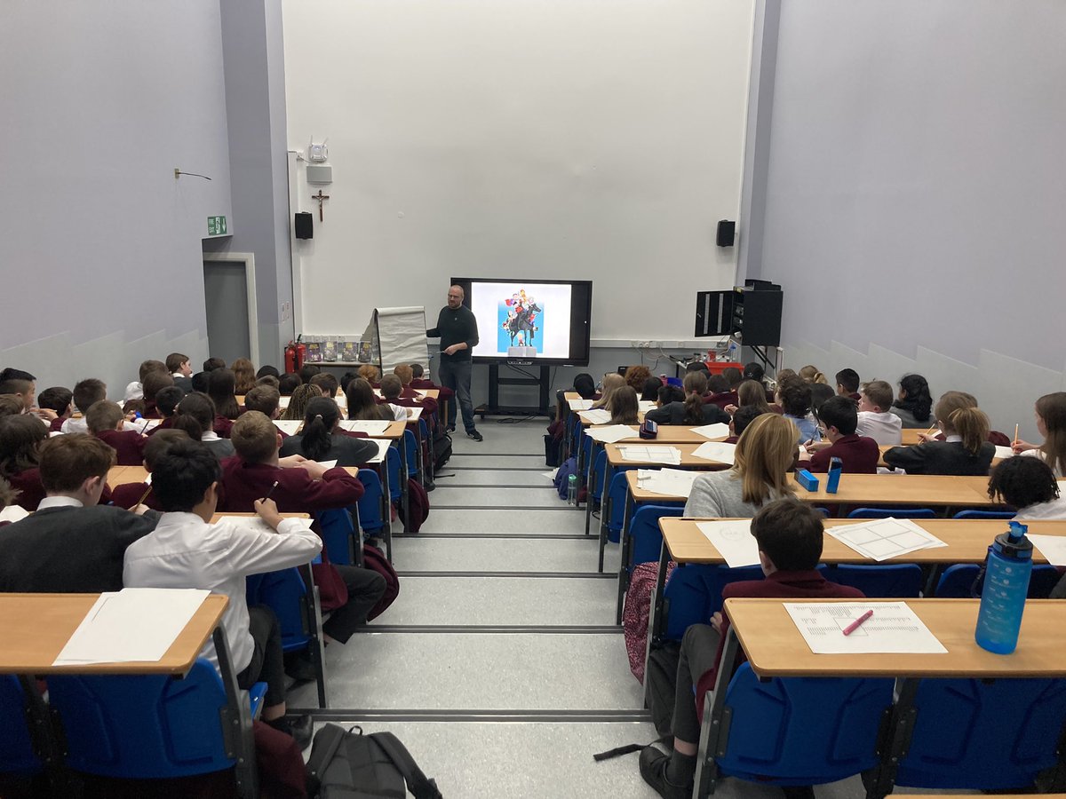 StNiniansLib's tweet photo. Ridiculously fun afternoon with @neilslorance - learning about comic characters and making our own. All thanks to the @scottishbktrust and their amazing #liveliterature scheme . He even gifted us some comics for our library.#formaqueue https://t.co/wPqw5wJ8TW