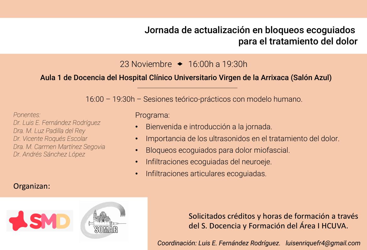 Sociedad Murciana del Dolor (@smurcianadolor) on Twitter photo 😊¿Aún no te has apuntado a la jornada que se celebrará la próxima semana en <a href="/AreaUnoArrixaca/">Área 1 Arrixaca</a>?
<a href="/Roques_V/">Vicente Roques</a> <a href="/Luisenrique_ANR/">Luis Enrique Fernández Rodríguez</a> <a href="/pelirroxapr/">María Luz Padilla del Rey</a> Mari Martínez Segovia, Andrés Sánchez López
#educacionendolor #dolorcrónico #dolor 😊¿Aún no te has apuntado a la jornada que se celebrará la próxima semana en <a href="/AreaUnoArrixaca/">Área 1 Arrixaca</a>?
<a href="/Roques_V/">Vicente Roques</a> <a href="/Luisenrique_ANR/">Luis Enrique Fernández Rodríguez</a> <a href="/pelirroxapr/">María Luz Padilla del Rey</a> Mari Martínez Segovia, Andrés Sánchez López
#educacionendolor #dolorcrónico #dolor