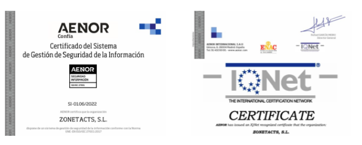 zonetacts's tweet photo. Zonetacts® obtiene la certificación ISO/IEC 27001
en Seguridad de la Información por @AENOR 

Un paso más hacia el compromiso y rigor con la seguridad de los datos que gestiona la herramienta

GRACIAS a nuestros clientes por permitirnos mejorar vuestras comunicaciones internas! https://t.co/wcTo9qWGYW