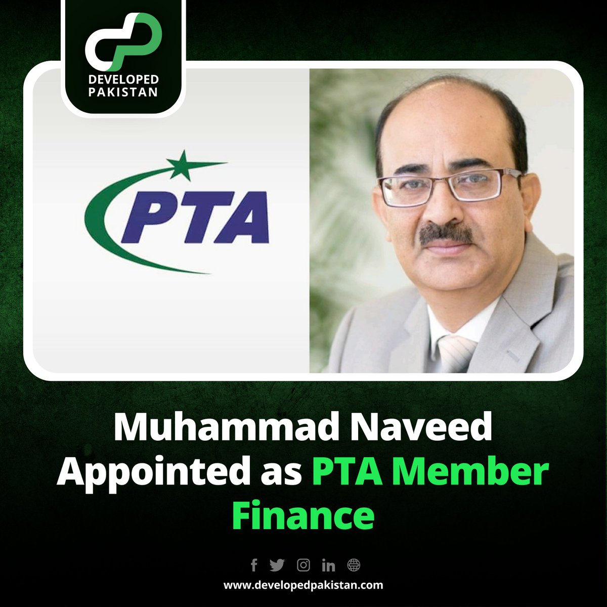 developed_pak's tweet photo. The federal government has decided to reappoint Muhammad Naveed as Member Finance, Pakistan Telecommunication Authority (PTA).
Read More: https://t.co/d6m1bsyGiY
#pta https://t.co/x7PVFQwspZ
