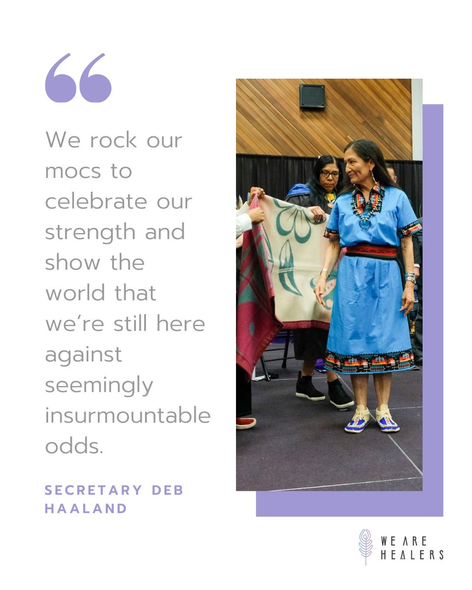 wearehealers's tweet image. Are you rocking your mocs this week?

“We rock our mocs to celebrate our strength and show the world that we’re still here against seemingly insurmountable odds.” - @SecDebHaaland 

#RockYourMocs2022 #RockYourMocs #NativeAmericanHeritageMonth
