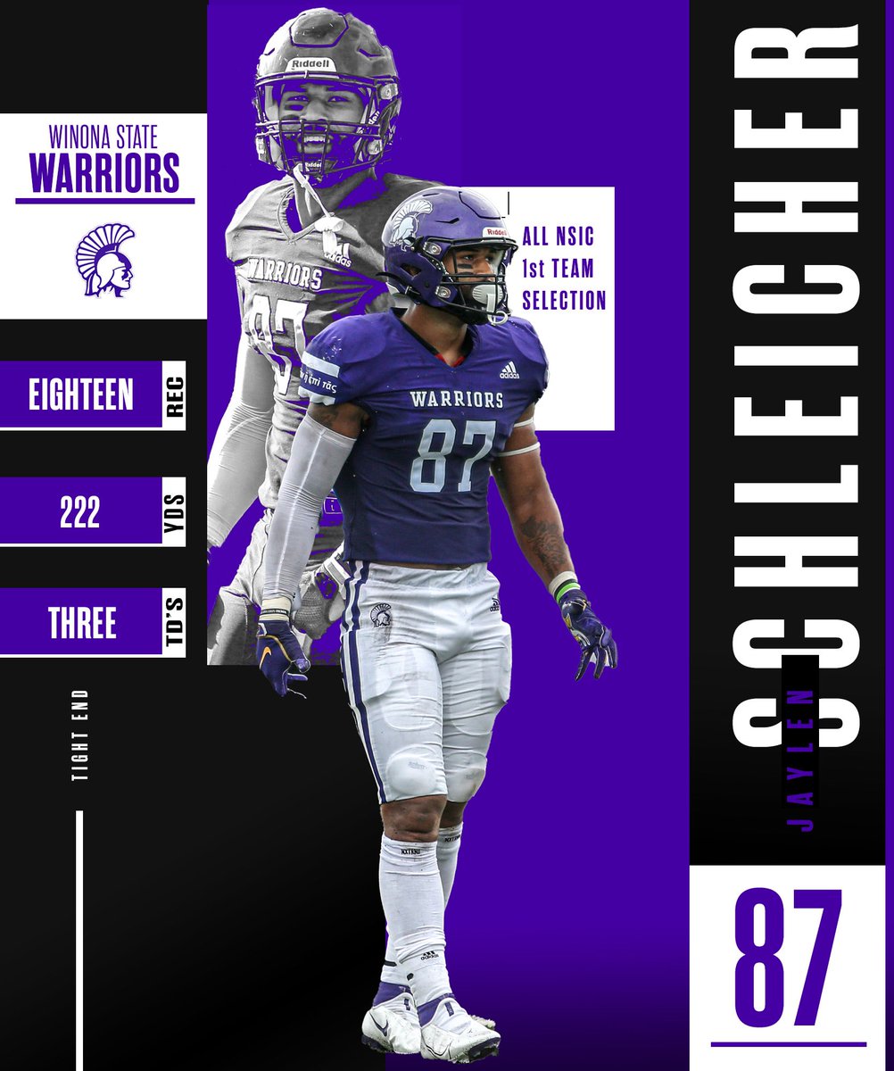 WinonaState_FB's tweet photo. All-NSIC 1st Team 🥇

Tight End - Jaylen Schleicher

#GGT⚔️ https://t.co/GuyNSJffkE