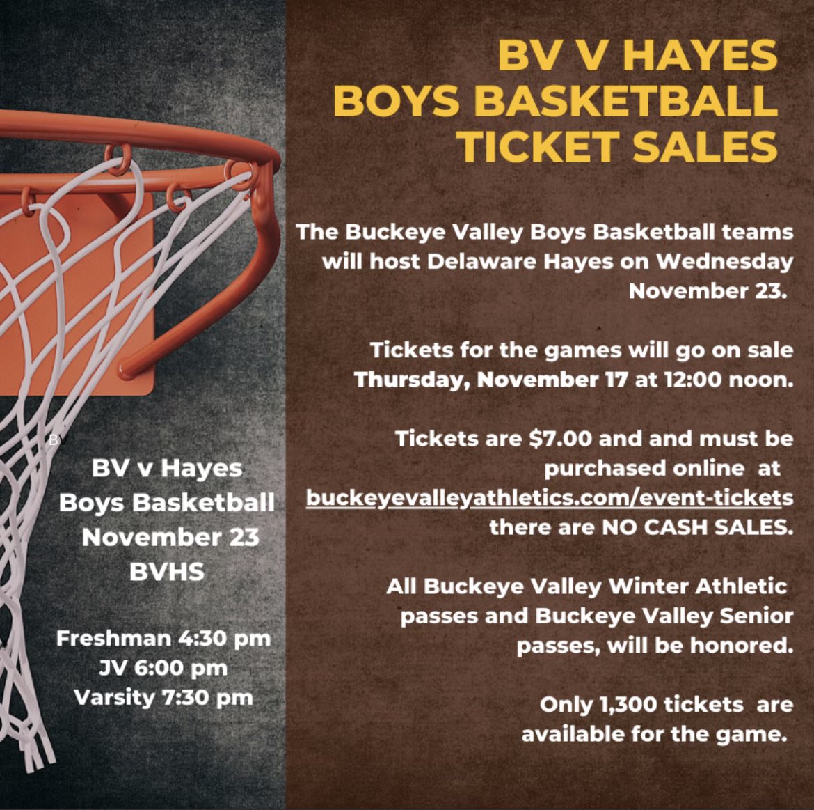 buckeyevalleyathletics.com/event-tickets #FBV #DoomsDay #PacersBy30