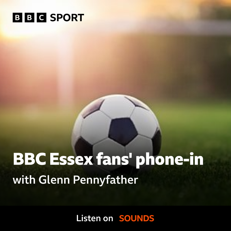 BBCEssexSport's tweet photo. 🚨 Time to have your say 🚨

Glenn Pennyfather is on air with the fans phone-in from 6pm and would love your views on your team.

Featuring plenty of #Southend chat, #ColU's sporting director Dmitri Halajko &amp; new @CoggeshallTown boss Jason Maher.