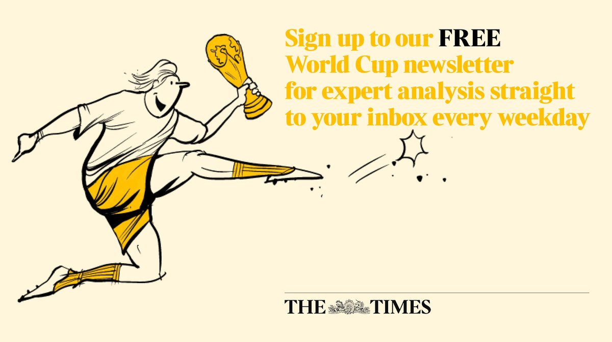 Rob Wright (@robwrighttips) on Twitter photo Sign up to <a href="/TimesSport/">Times Sport</a>'s FREE #WorldCup newsletter for expert analysis straight from #Qatar2022 to your inbox every weekday
thetimes.co.uk/worldcupnewsle… Sign up to <a href="/TimesSport/">Times Sport</a>'s FREE #WorldCup newsletter for expert analysis straight from #Qatar2022 to your inbox every weekday
thetimes.co.uk/worldcupnewsle…