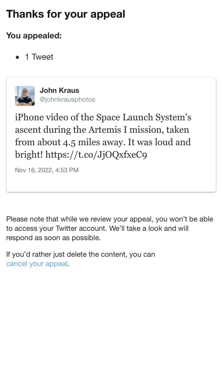 I’d like to acknowledge that our good friend and rocket photography extraordinaire <a href="/johnkrausphotos/">John Kraus</a> has been completely locked out of twitter since yesterday, for an arbitrary and silly reason, the day of the biggest launch of his career. Worst possible timing 🤦‍♂️