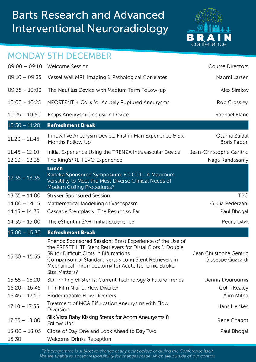 MillbrookMed's tweet photo. The BRAIN 2022 programme has been updated and is now offering even more first-class education!

Take a look here: https://t.co/znig32kqXP

Register here: https://t.co/3fdalQua7Y

#BartsBRAINConference #Neurology #Neuroradiology #InterventionalNeurology

@brainconferenc1 @RLHINR https://t.co/PePGdq0xMY