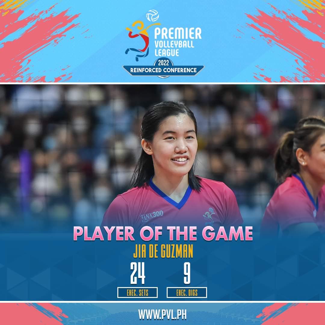 pvlph's tweet photo. JIA REMAINS THE GOLD STANDARD!

#PVL2022

--

Livestream Choco Mucho vs Creamline on https://t.co/CRkUGmWScp or watch them live on One Sports at right now!

You can also watch the games on the kumu app at https://t.co/tCoM9CluZF https://t.co/6Sw2Gcy5l3