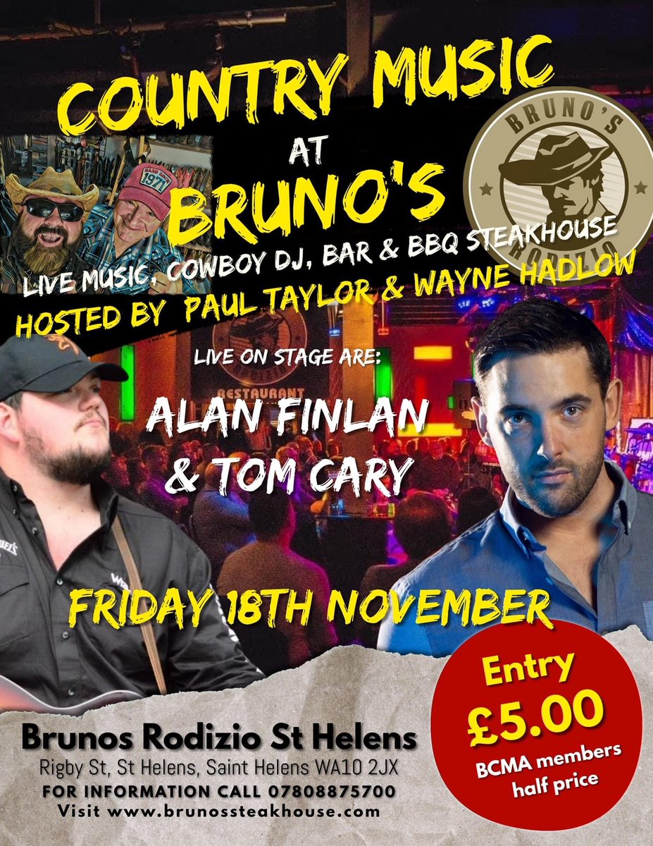 THIS FRIDAY me and the amazing  are going to be singing at 

Don't miss what is going to be an epic night of UK Country Music at it's best!
Thanks to  for having me along to do a set...see you tomorrow buddy!
*
*
#livemusic #livecountrymusic #ukcountrymusic #tomcary #tomcarymusic