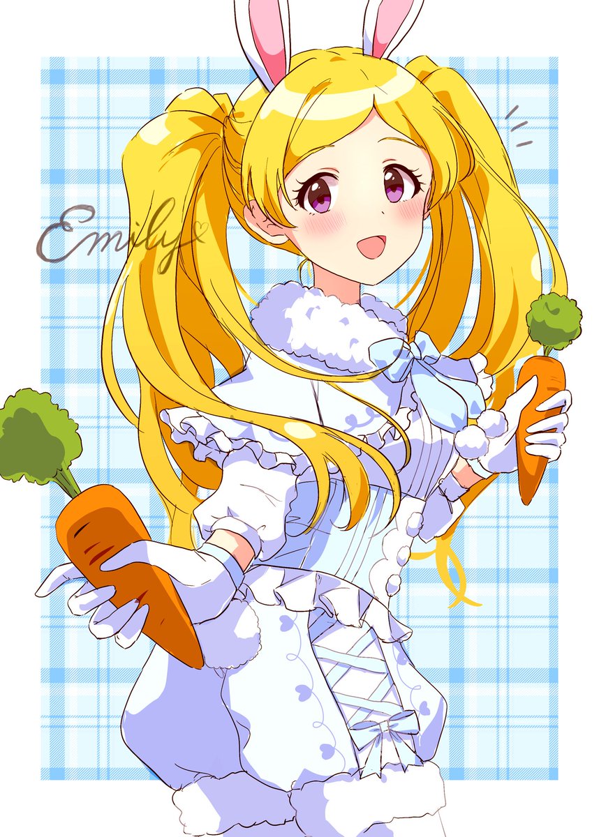 1girl blonde hair animal ears twintails rabbit ears solo carrot  illustration images