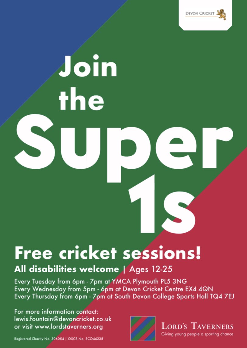 🏏 Here’s the weekly schedule for Devon Super 1s Sessions!

😁 We’re always happy to have new members so come and join the fun or get in touch!
 
📧 Lewis.Fountain@devoncricket.co.uk