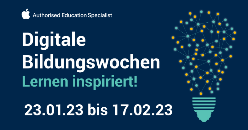 dbw_DACH's tweet photo. 4 Wochen, 100 Themen, 1000 Ideen für den Unterricht mit dem iPad. 23.01 - 17.02.23, Jetzt kostenlos anmelden!