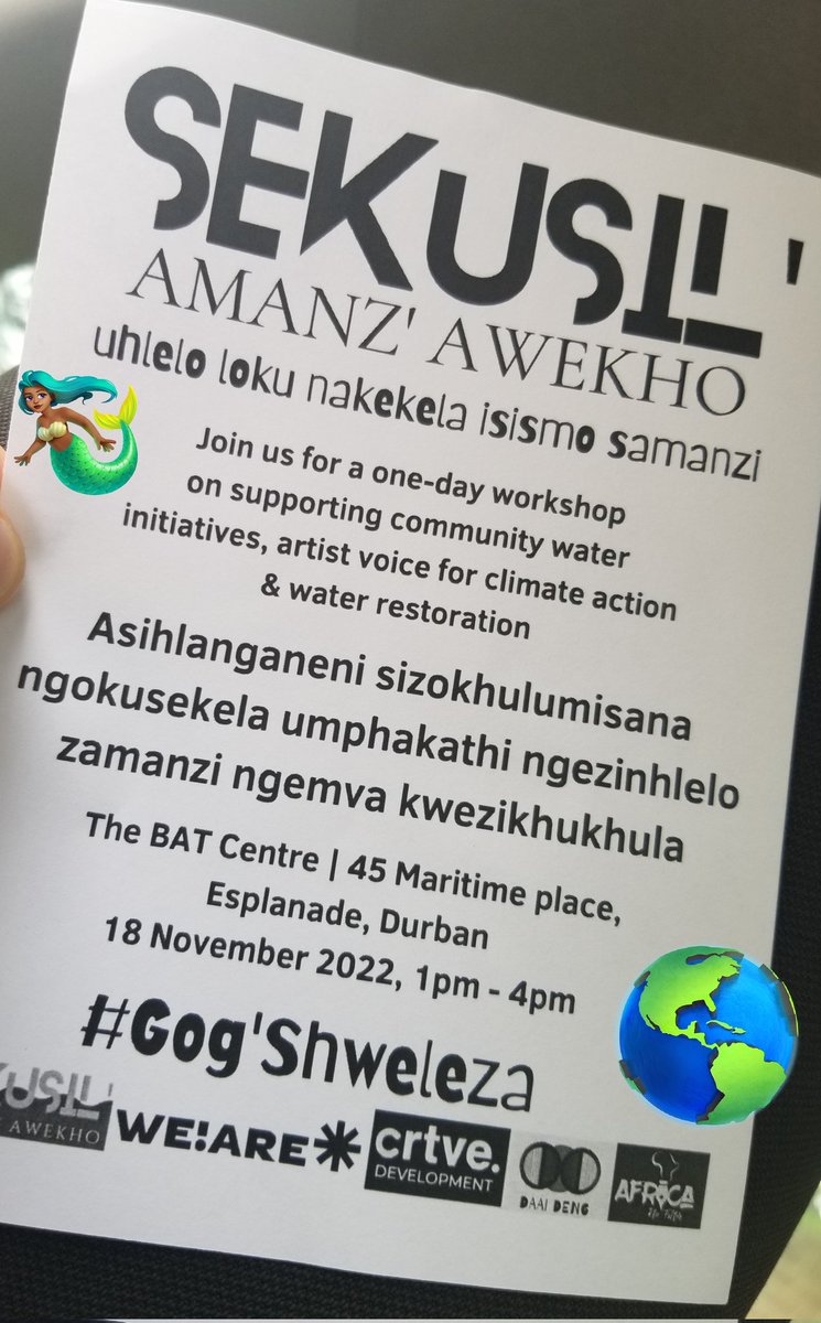 Asihlanganeni eBAT Centre kusasa 18 November 2022, ngo 1pm emini. Sizokhuluma ngoku nakekela isimo samanzi, kanye nokusekela umphakathi ngezinhlelo zamanzi ngemva kwezikhukhula. 

Props to <a href="/crtvedevelop/">Crtve Development</a> and <a href="/DaaiDengHub/">Daai Deng Hub</a> for the hype. 

#sekusilamanzawekho
#daaideng