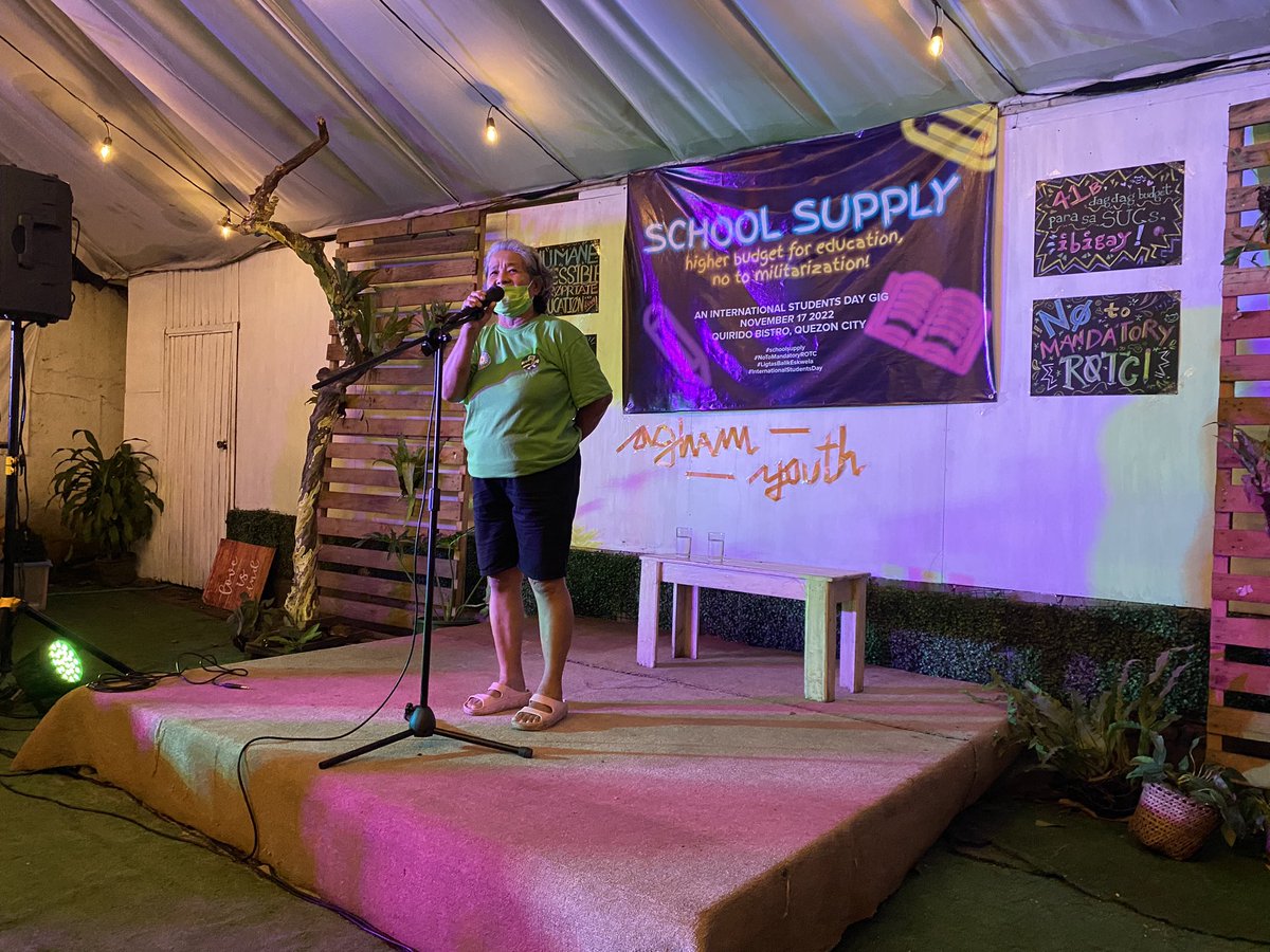 aynational's tweet photo. Ka Inday of San Roque is speaking right now and supports our calls for tonight ✊🏻 HIGHER BUDGET FOR EDUCATION AND NO TO MILITARIZATION ✊🏻✊🏻✊🏻
#InternationalStudentsDay
#LigtasBalikEskwela
#NoToMilitarization
#SchoolSupply https://t.co/Q1XiwNRokJ