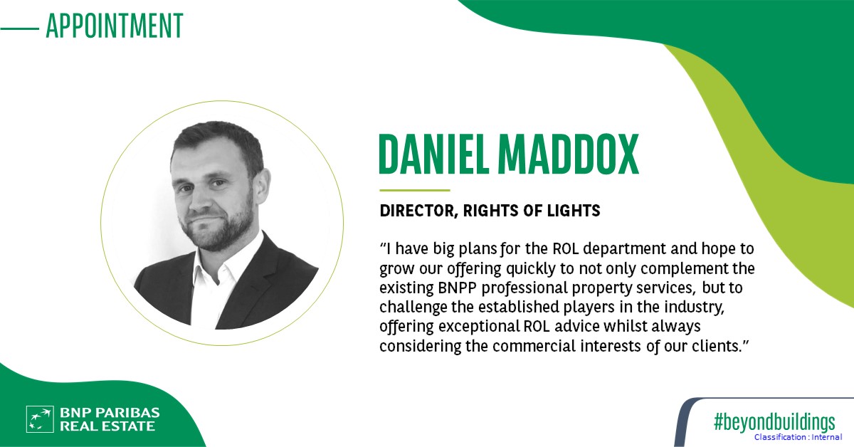 Today, we announce the creation of a new Rights of Light department led by Daniel Maddox, who has specialised in the field for the past 8 years. The offering will be nationwide, with the team working alongside Building Consultancy. Read more here: tinyurl.com/yeywbv7p